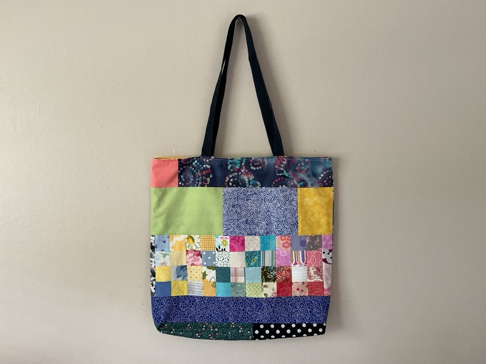 Handmade Shabby Chic Tote Bag 18” Patchwork Pattern Lined