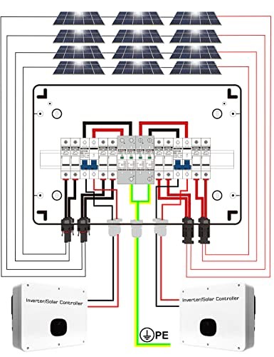 PV Solar Combiner Box with Lightning Surge Protector 4 String 2 Out 25 Amp