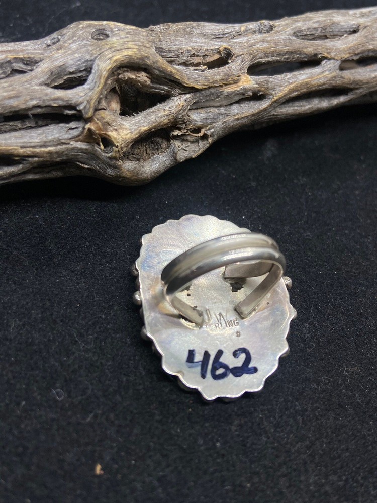 Native Zuni sleeping beauty turquoise Sterling silver cluster Ring Size 8