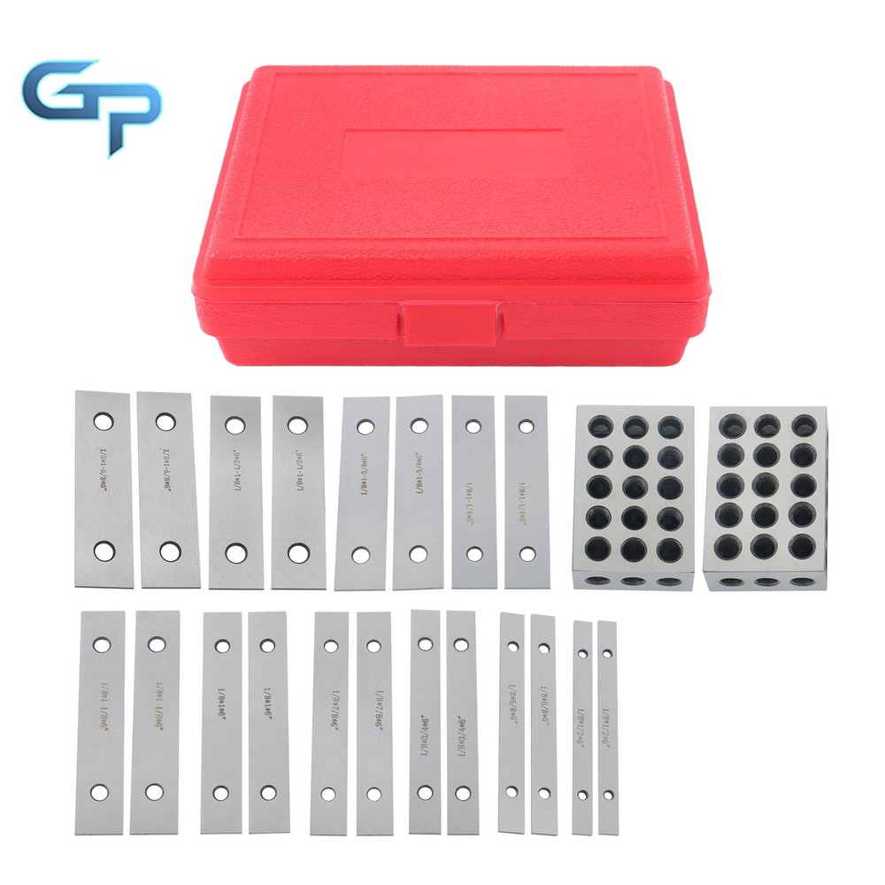 1/8" Thin Parallel Set and 1 Matched 1-2-3 Block Pair, 23 Holes