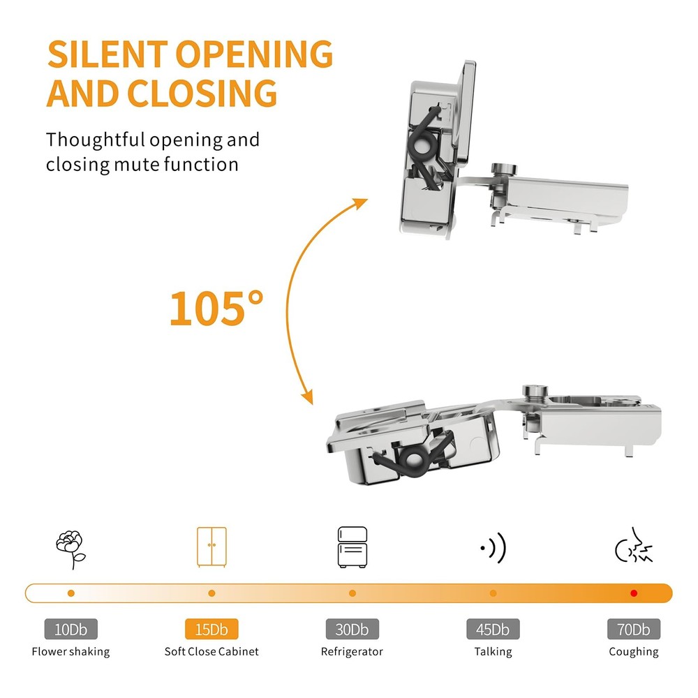 10 Pack 3/8" Overlay 4D Soft Close Concealed Hinges for Face Frame Door, Adju...