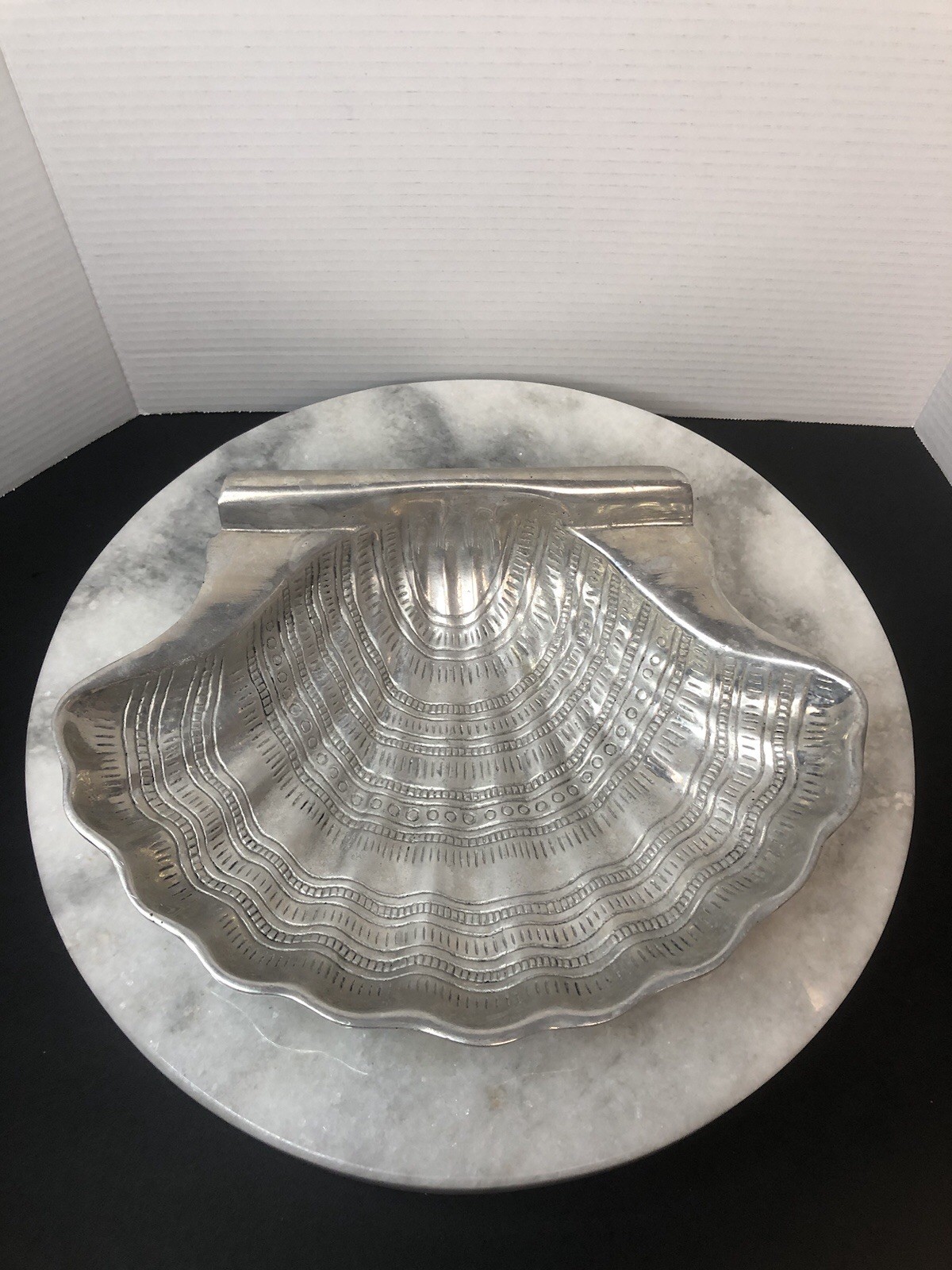 Silver Plated Pewter Nautical Sea Shell Clam Bowl Dish in EUC
