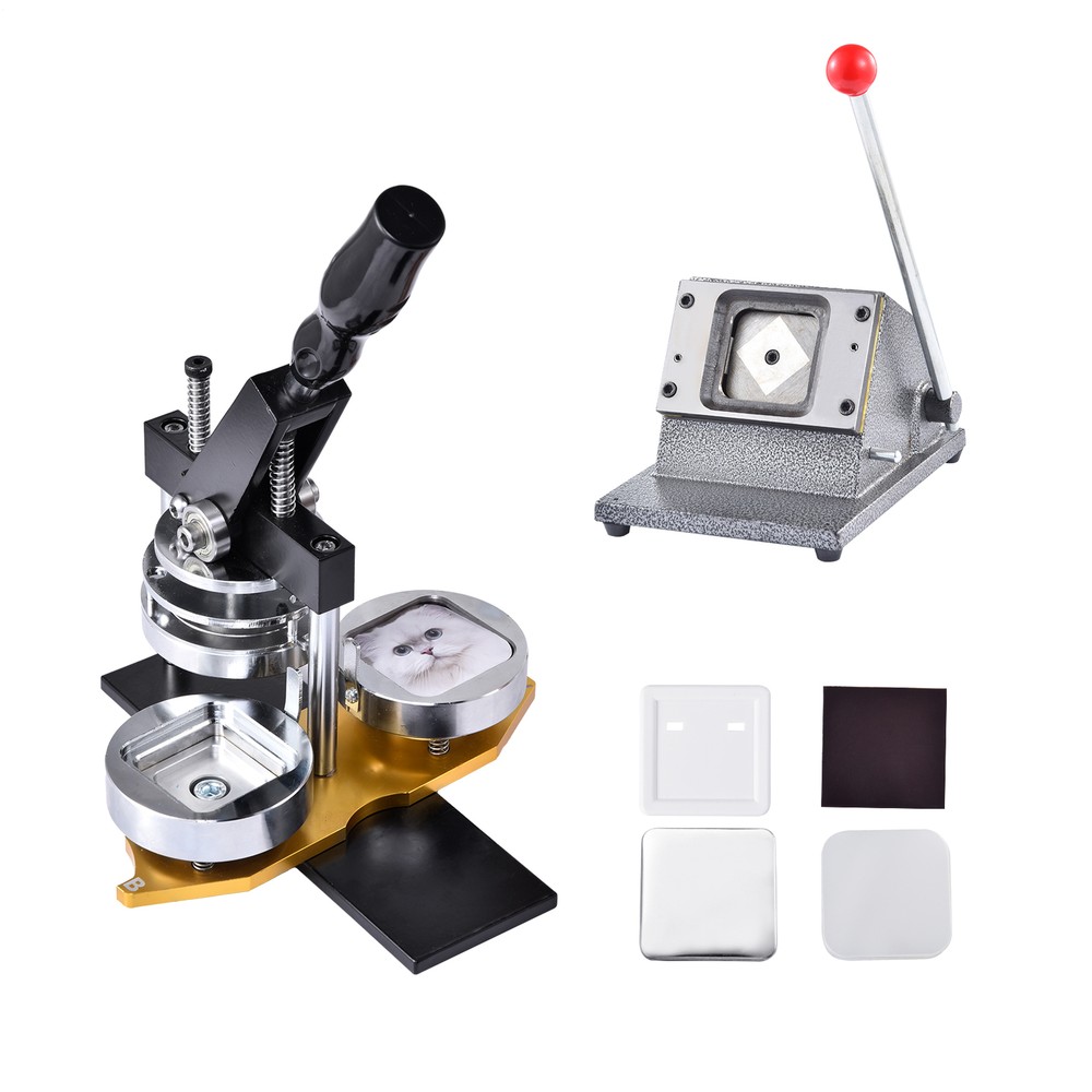 2"x 2" Square Magnet Machine & Badge Maker Complete Kit Set 100/200pcs Materials