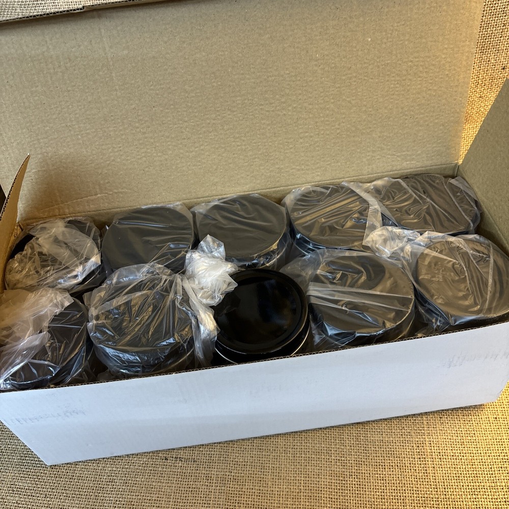 4oz Clear Plastic Jars with black Lids & Labels ( 20 Pack)