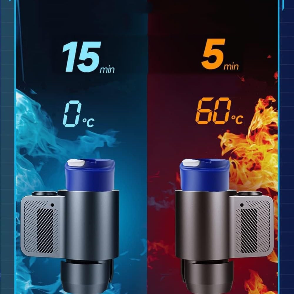 2-in-1 Smart Car Cooler Cup Holder Portable Heating Cooling Beverage