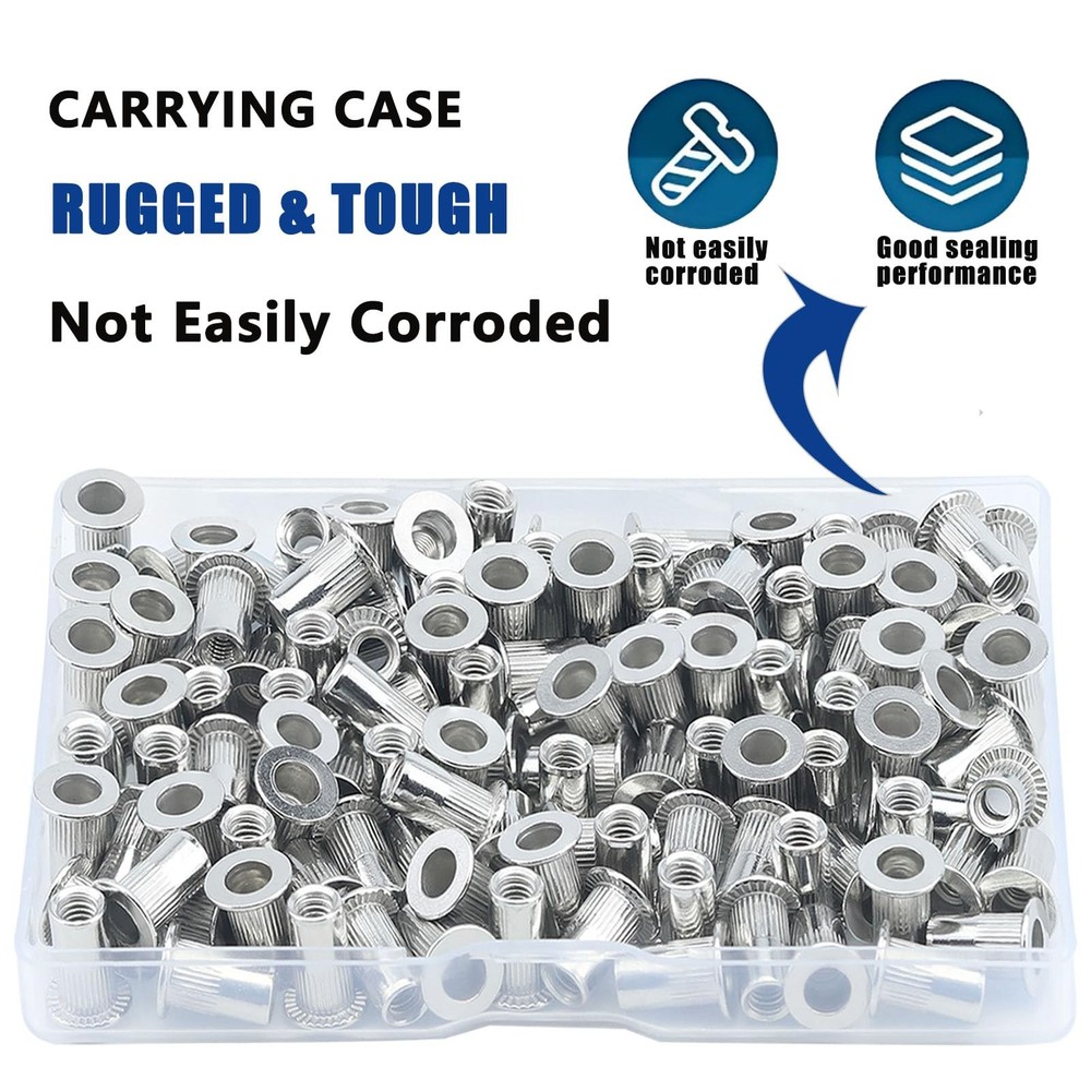 80Pcs M6 Rivet Nuts, Stainless Steel Flat Head Threaded Insert Nutserts