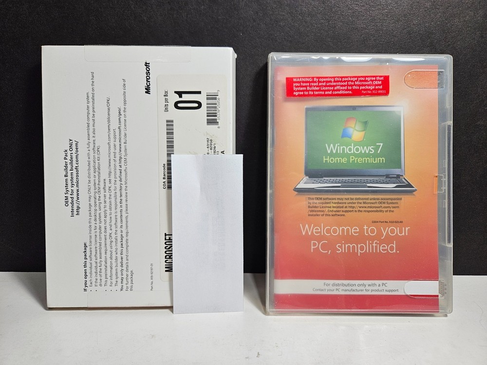 Microsoft Windows 7 Home Premium OEM Software - With License Product Key 64-Bit