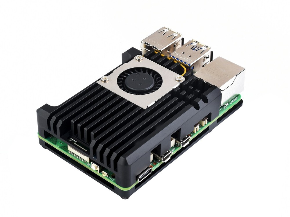 Waveshare Aluminium Alloy Case H for Raspberry Pi 5 with Temperature-Controlled