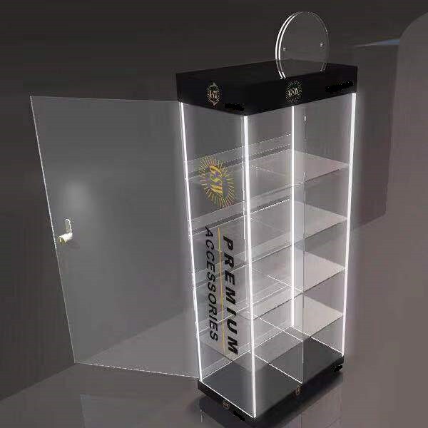 Counter Top Acrylic Display Stand with 4 LED Light & Lockable Using for Multi-P