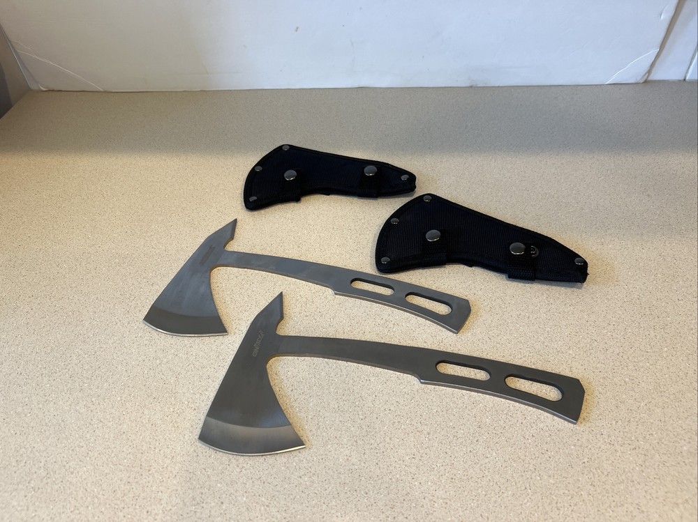On Target Throwing Axes. Set Of 2 With Sheaths