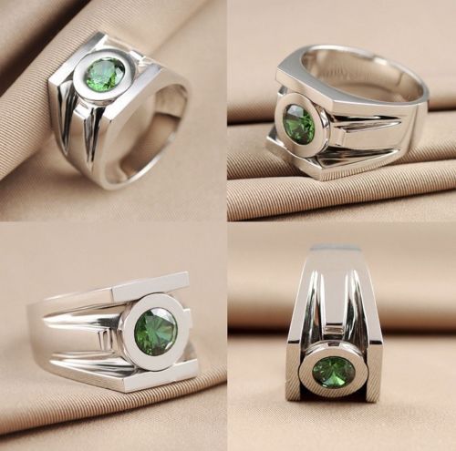 Lab Created 3.05Ct Green Lantern Power Inspried Ring Solid 925 Sterling Silver