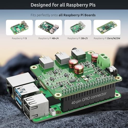 High-Resolution DAC Audio Card for Raspberry Pi 5/4/3B+/3B/Zero - 384KHz/32bit,