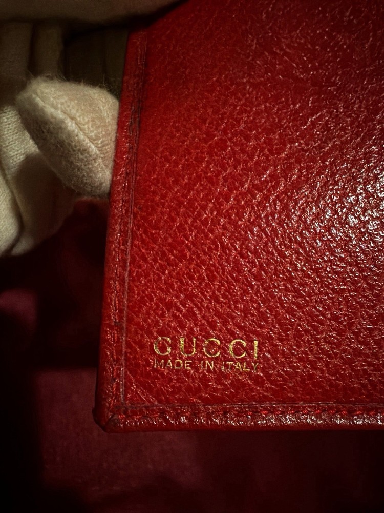 Authentic Vintage Red Gucci Leather Bifold Wallet