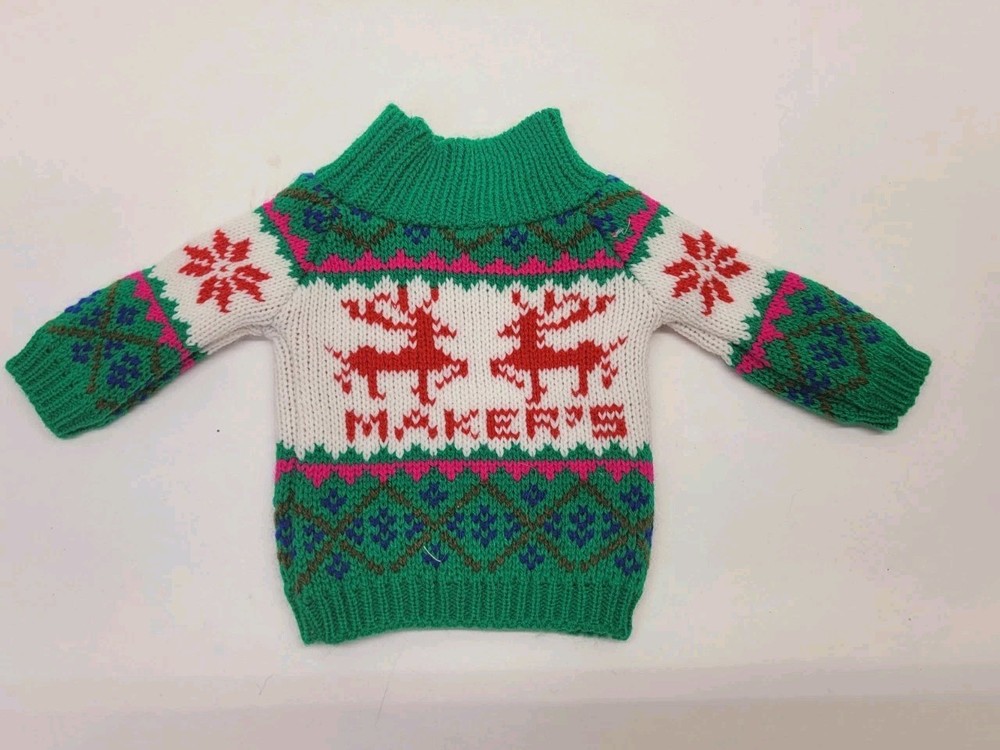Makers Mark Bourbon Christmas Sweater Bottle Cover 2011 Green Reindeer Pullover