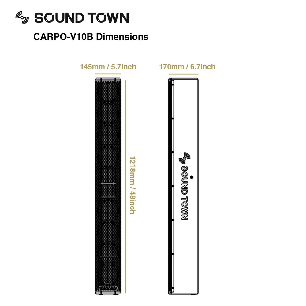 OPEN BOX:Sound Town Passive Wall-Mount Column Mini Line Array (CARPO-V10B-R)