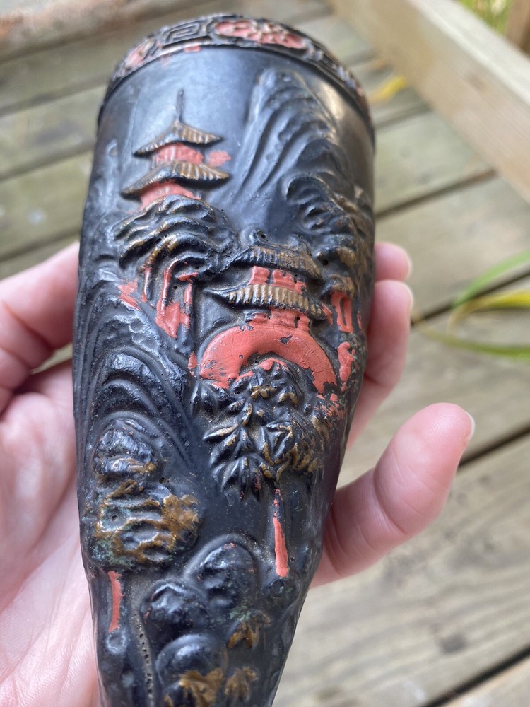 Japanese Wall Black/Red Wall Sconce Mixed Materials