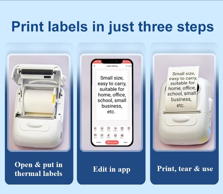 Portable Thermal Label Maker Wireless/Ink-less Handheld Label Maker