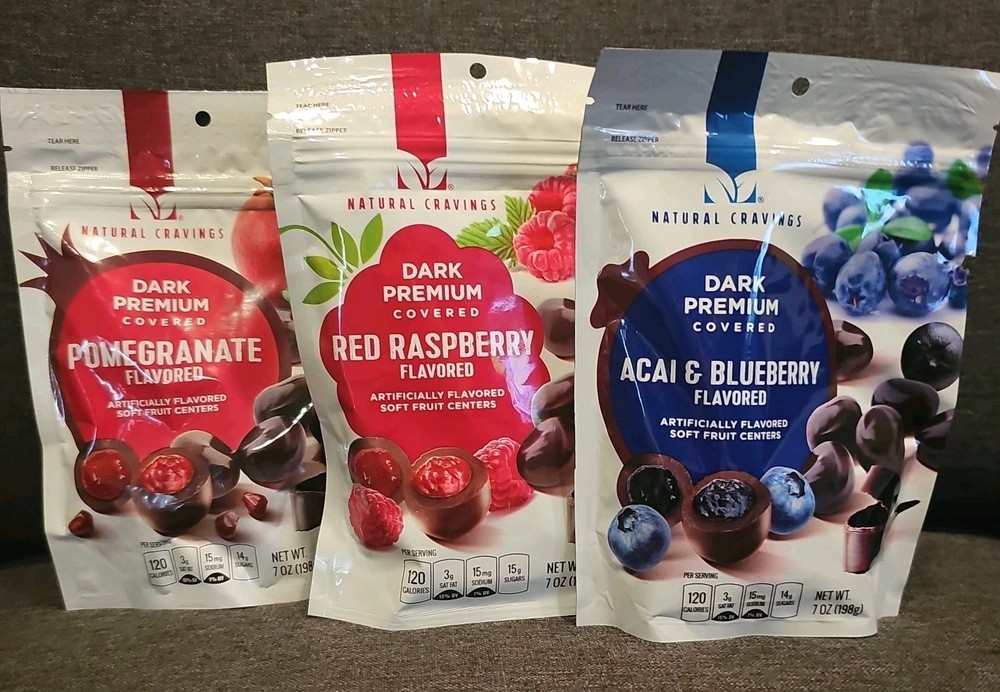 Natural Cravings Chocolate Covered 3 Different  Flavored Fruit 3 Packs