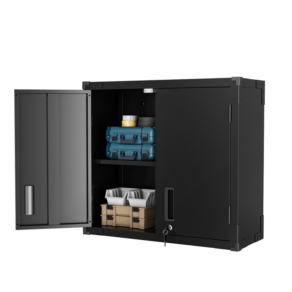 Garage Wall Storage Cabinet with Lock & Adjustable Shelves - Rust Resistant New