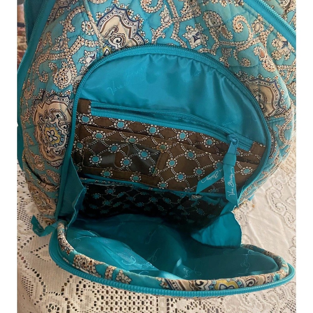 Vera Bradley Quilted Backpack Computer Bag – Teal Medallion Pattern