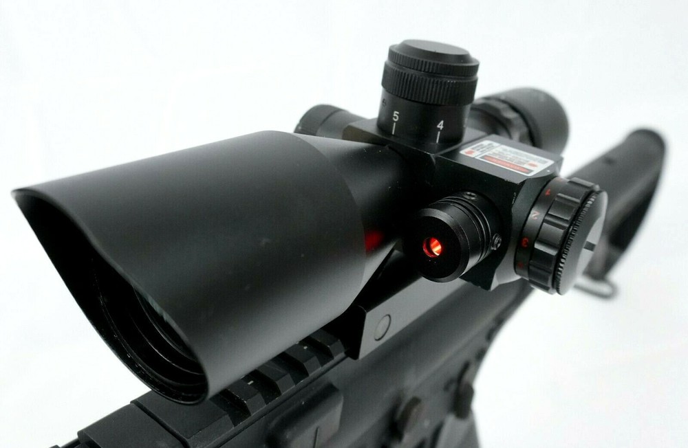 Adjustable 2.5-10x40 Compact Rifle Scope Illuminated Mil-Dot RED Laser & Mount