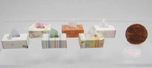 Dollhouse Miniature Rectangular Tissue Box SH0020 - 18 Patterns