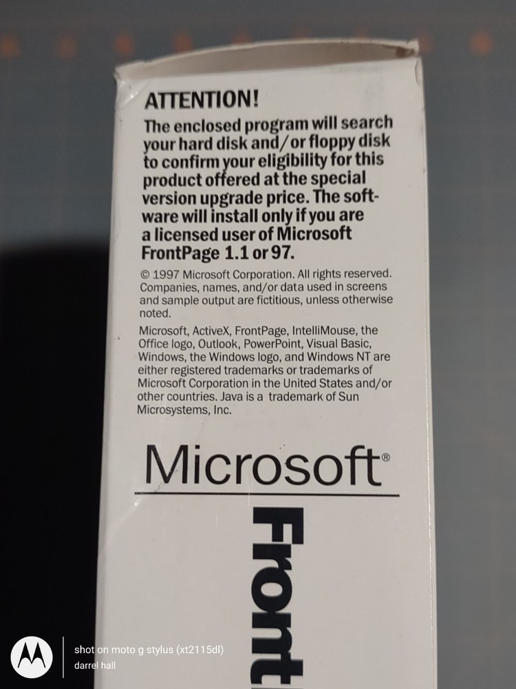 Vintage Microsoft Frontpage 98 Upgrade Software For Windows CD-ROM