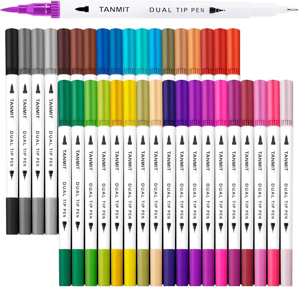 Artistic 36-Count Dual Brush Pen Set - Fine & Brush Tip for Creative Projects