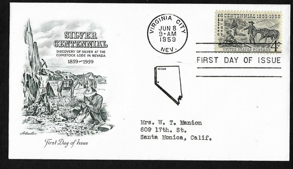 #1130 4c Silver Centennial - Artmaster FDC