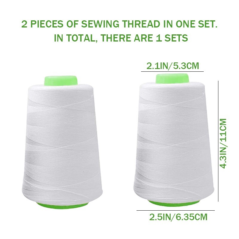White woven thread, general-purpose thread for sewing, polyester, 700/1000 yards