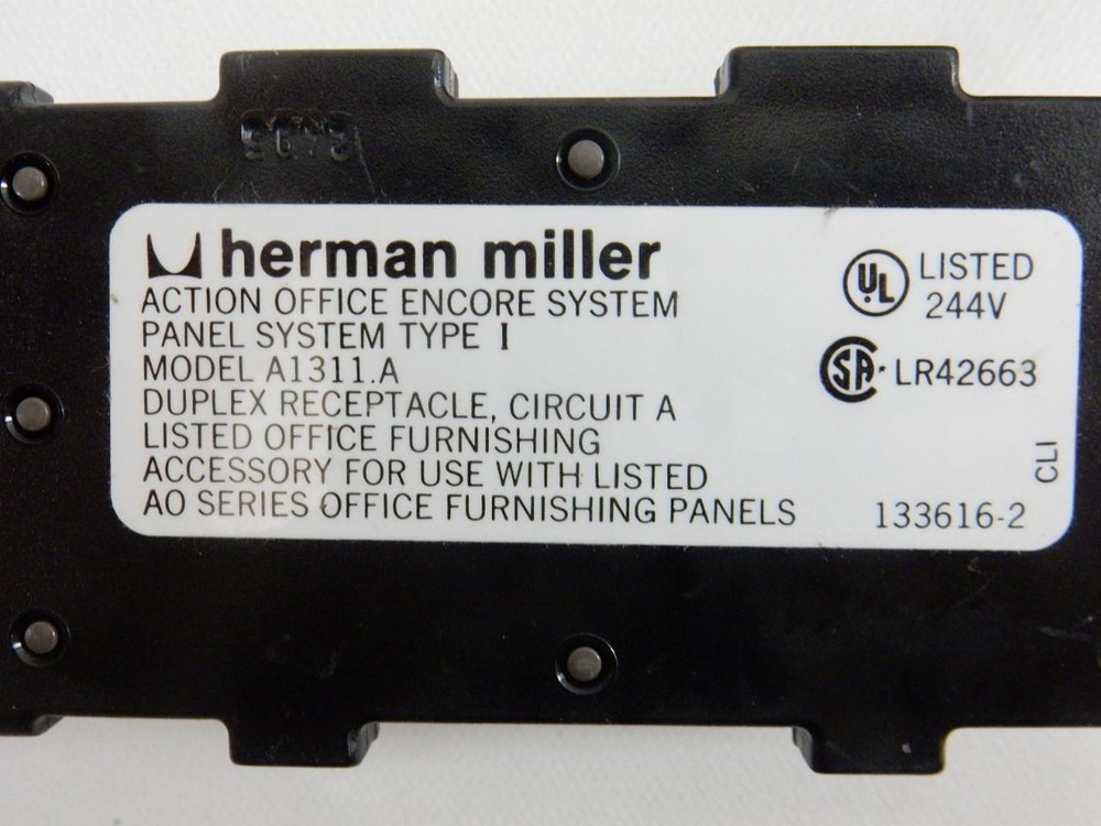 8x Herman Miller Panel System Type I A1311 Duplex Cubical Receptacle A,B,C,D