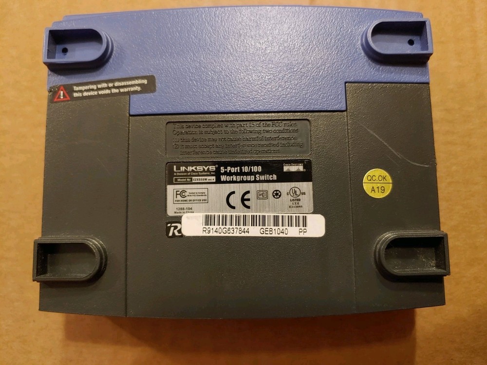 Linksys EtherFast EZXS55W 5-Port Workgroup Switch Hub - [Read Description]