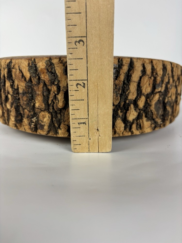 Solid Tree Bark Nut Bowl with HMQ Nutcracker & 6 picks Wood Food Vintage