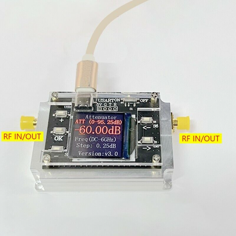 DC-3GHZ 90DB Programmable Attenuator Module RF Attenuator Step 0.25DB 1.3" OLED