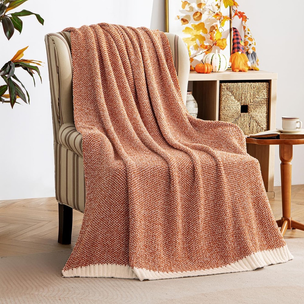 MIULEE Burnt Orange Super Soft Throw Blanket for Couch, 50"x60",