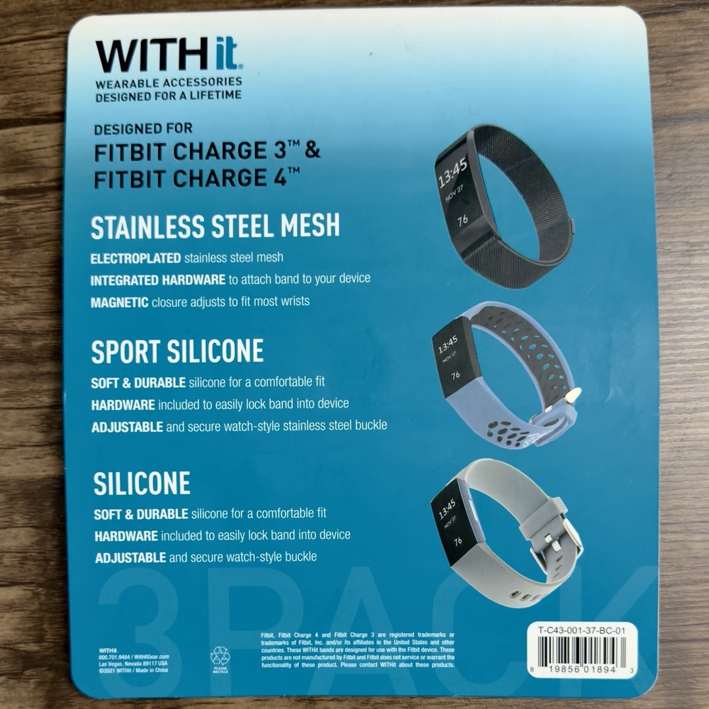 WITH It Fitbit Charge 3 & Charge 4 Replacement Bands S