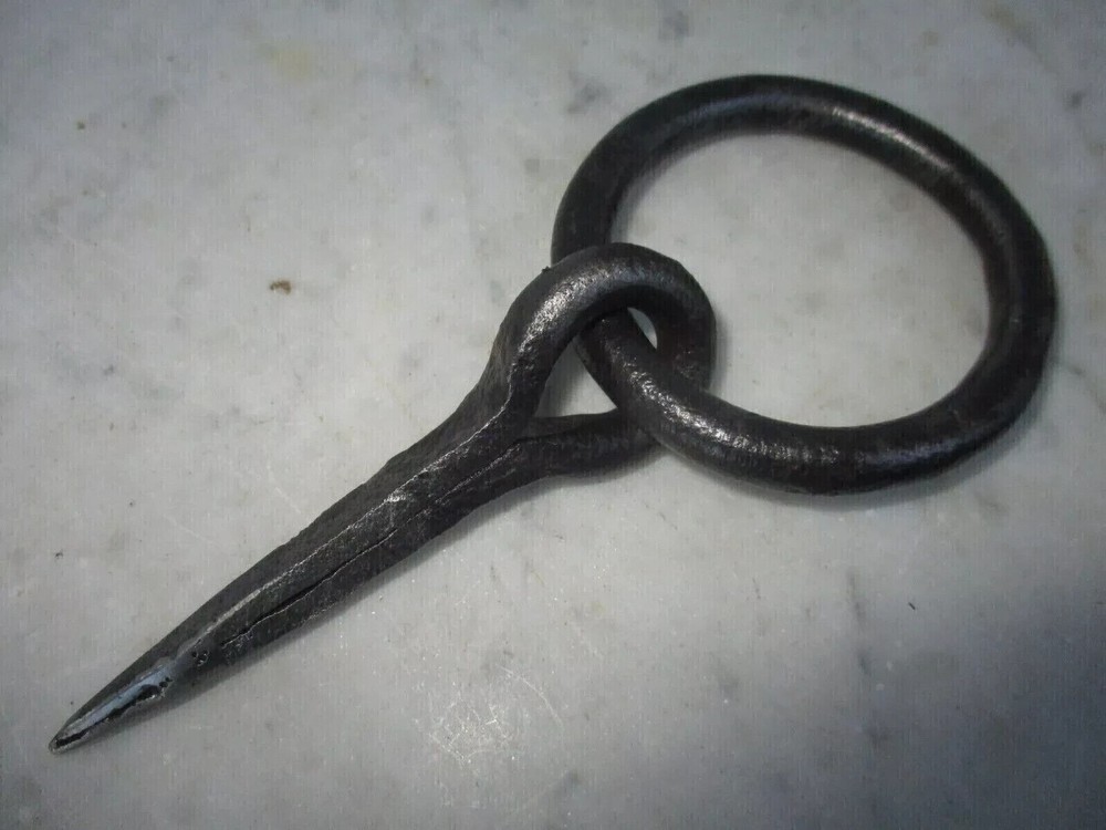 Antique Wrought Iron Tethering Ring Pin Blacksmith Hardware Handmade Iron Hook