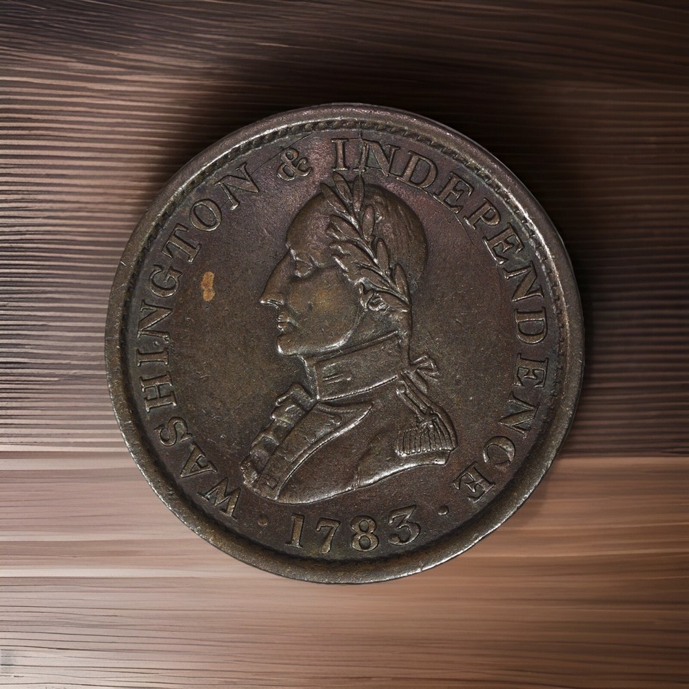 1783 Large Bust Washington & Independence Cent, XF+/AU, Solid Piece