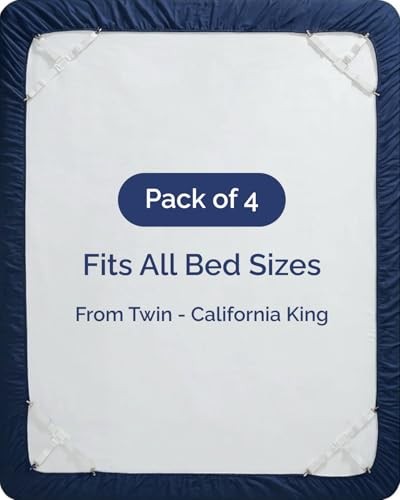 Bed Sheet Holders - Adjustable Elastic Fasteners with Metal Clips - Sheet