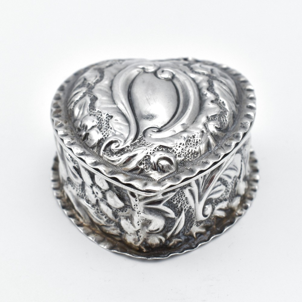 Antique Victorian Solid Silver Snuff Box Heart Shape 1876 Henry Williamson