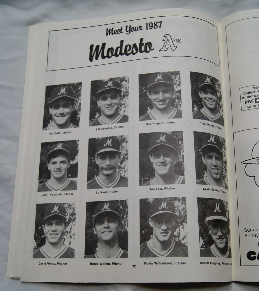 1987 modesto a's official souvenir program unscored