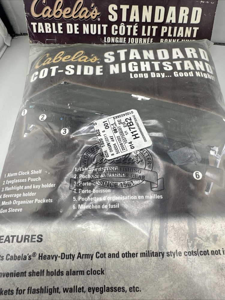 Cabela’s Outfitter Standard Cot- Side Nightstand New In Pkg