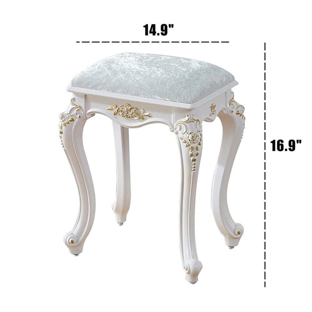 Vintage Vanity Stool & Chair, Round & Rectangular Makeup Stool, Cute Ottoman ...