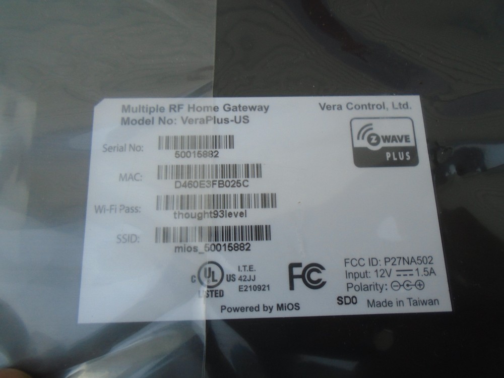 AS IS Vera Plus US Advanced Smart Home Controller, Z-Wave, Bluetooth Zigbee WiFi