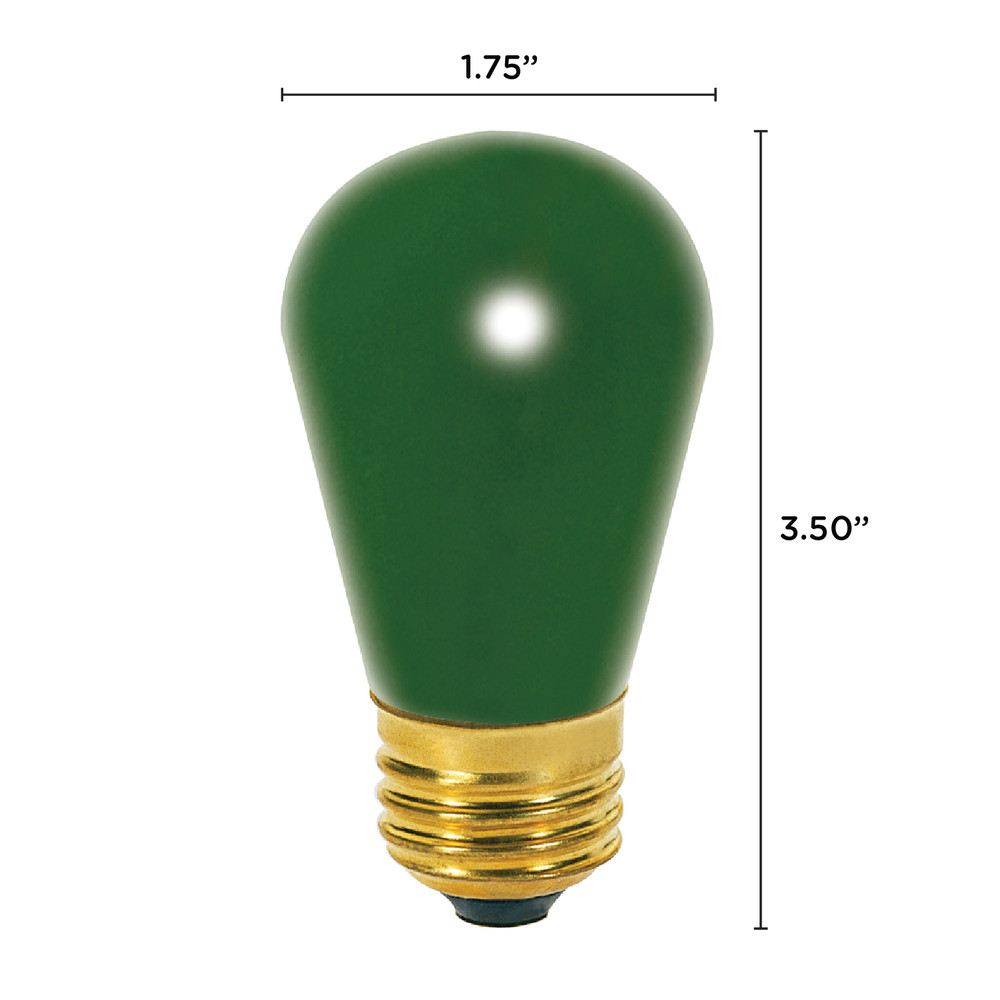 GREEN CERAMIC Patio String Light Sign Bulb 120V 11W S14 Medium E26 Base 11S14/G