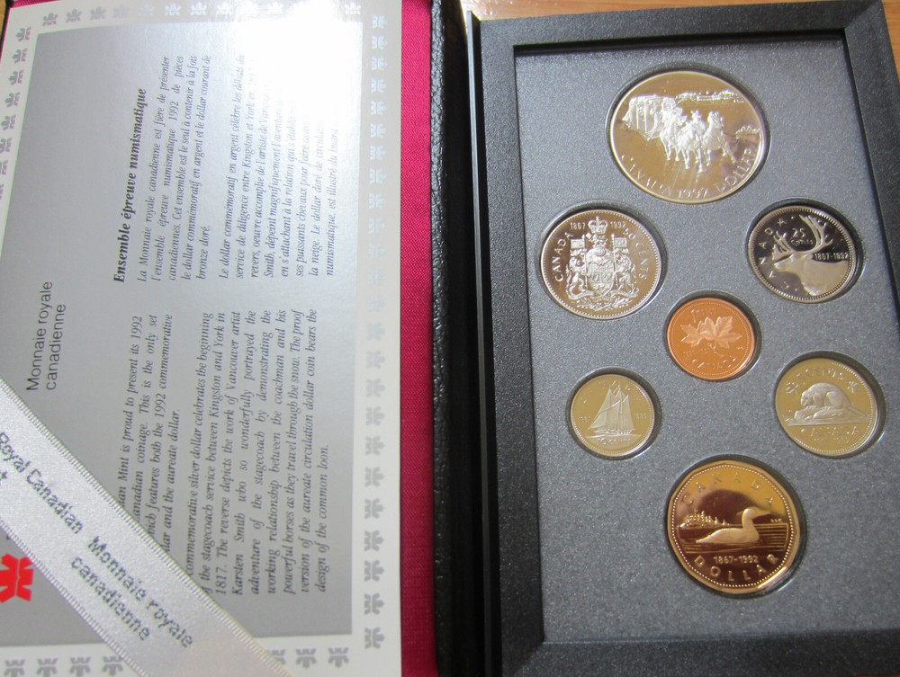 1992 Canada Proof Double Dollar Set (7 Coins Cent to Silver Dollar Mint Set RJ)