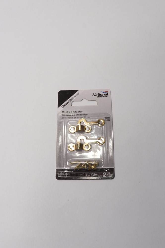 (2-Pk) National Hardware Surface Mount Hooks & Staples Solid Brass 2" N211-938