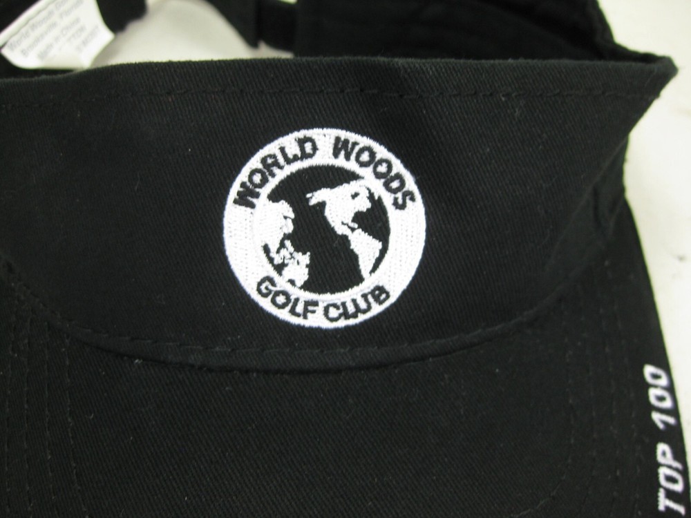 World Woods Golf Course Visor Top 100 black