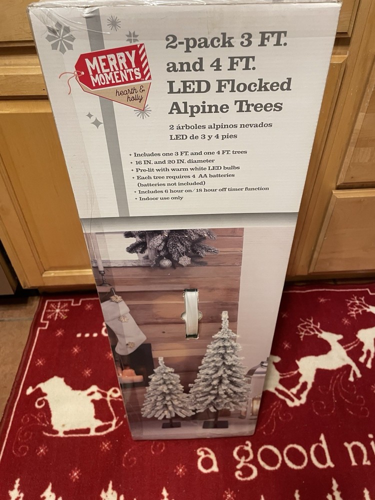 Alpine Trees - 2 pack 3 ft and 4 ft LED Flocked