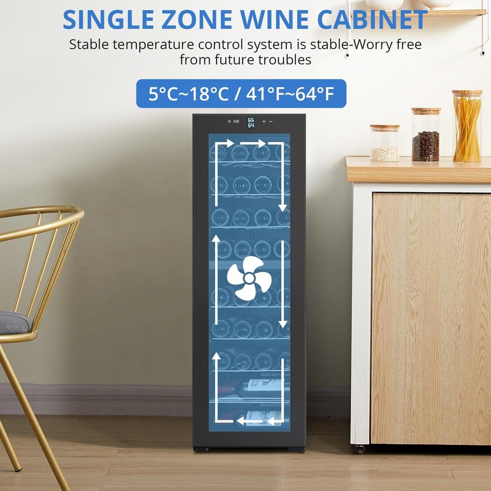 39 Bottles Compressor Wine Cooler Refrigerator Digital LED Touch Control 41℉-64℉